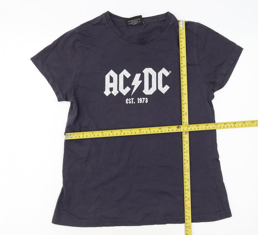Peacocks Women's Black AC/DC Rock Band Cotton T-Shirt Size 10
