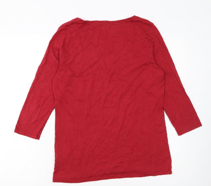 FatFace Women's Red 3/4 Sleeve Basic Jersey T-Shirt Size 14