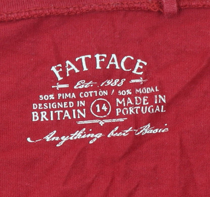 FatFace Women's Red 3/4 Sleeve Basic Jersey T-Shirt Size 14