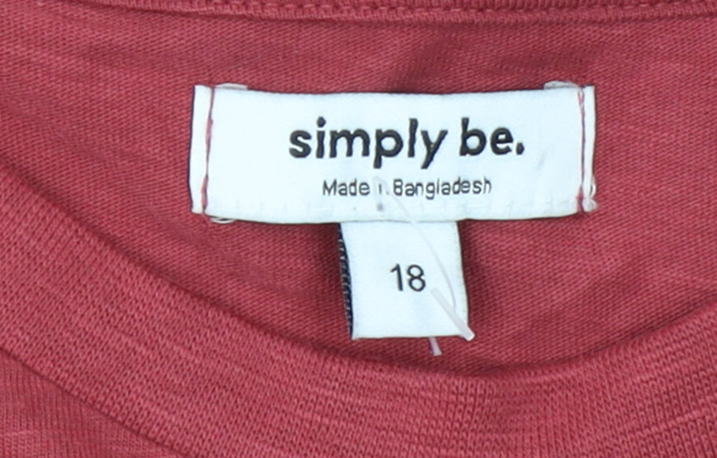 Simply Be Women’s Red Cotton Jersey Relaxed Fit T-Shirt Size 18