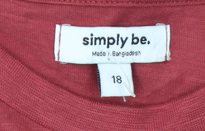 Simply Be Women’s Red Cotton Jersey Relaxed Fit T-Shirt Size 18