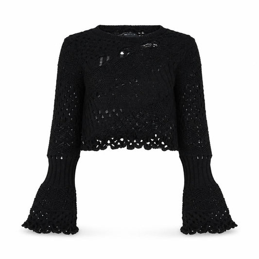 ASOS DESIGN Women's Black Crochet Long Sleeve Pullover Jumper Size 8