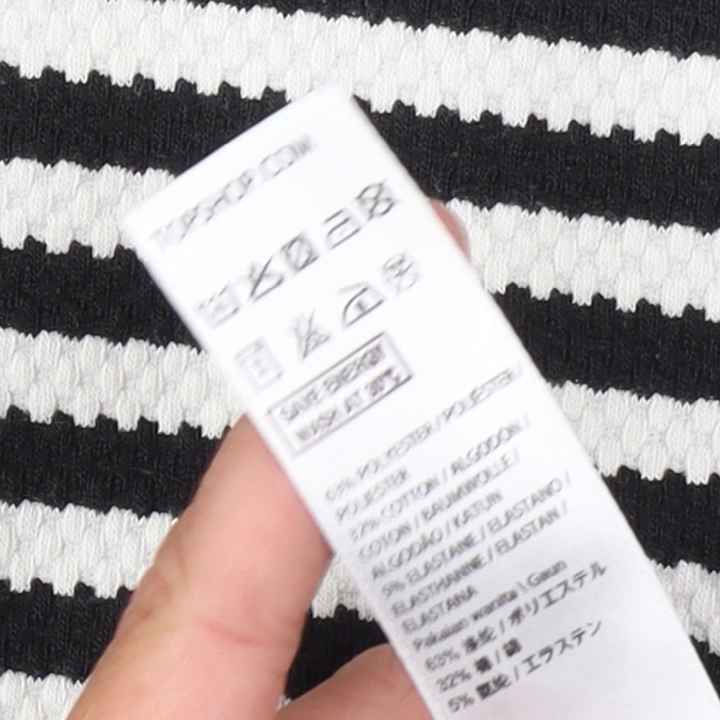 Topshop Women’s Black White Stripe Shift Dress Size 10 Knit Long Sleeve