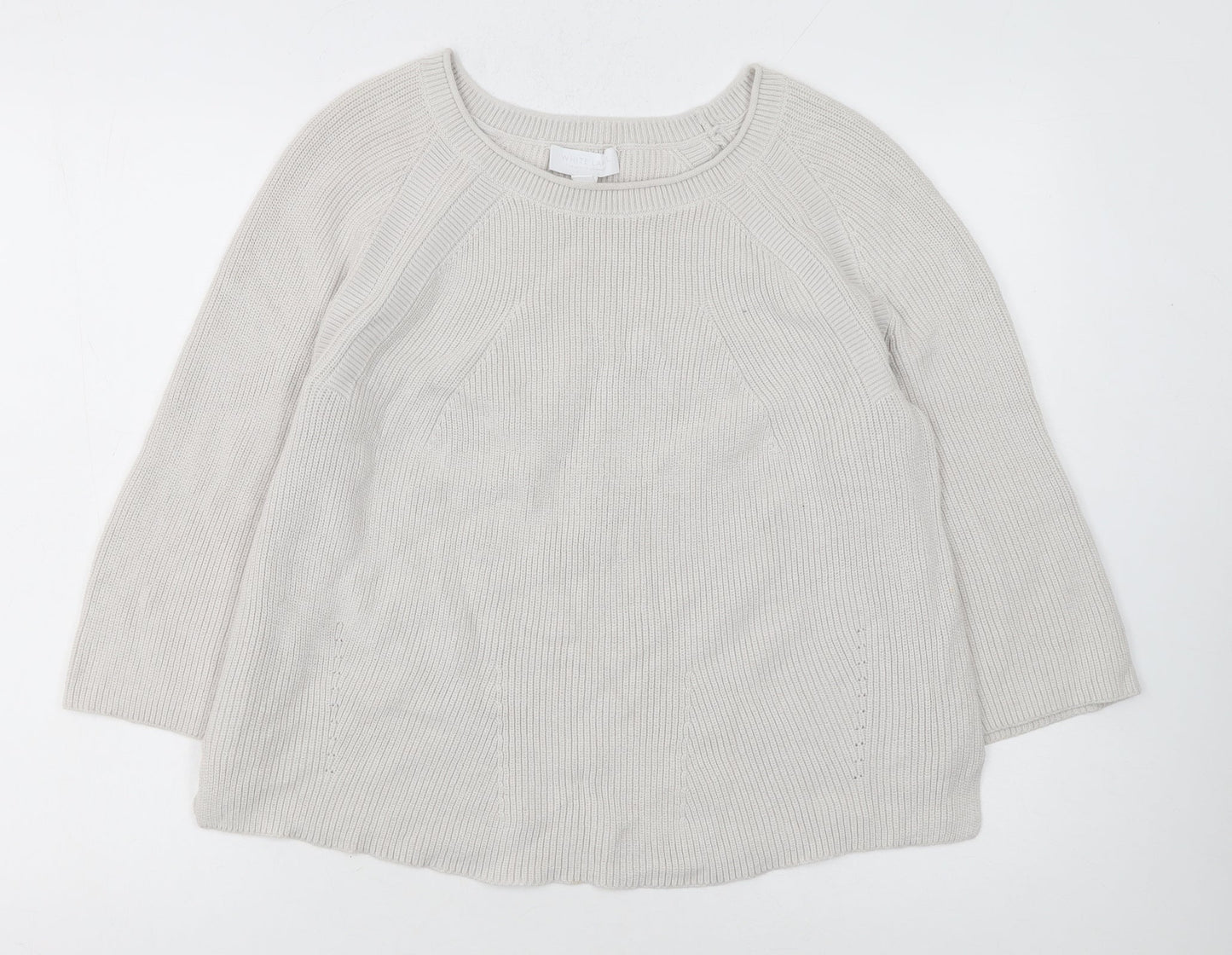 The White Company Women’s Ivory Cotton Crew Neck Jumper Size 8