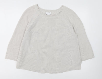 The White Company Women’s Ivory Cotton Crew Neck Jumper Size 8