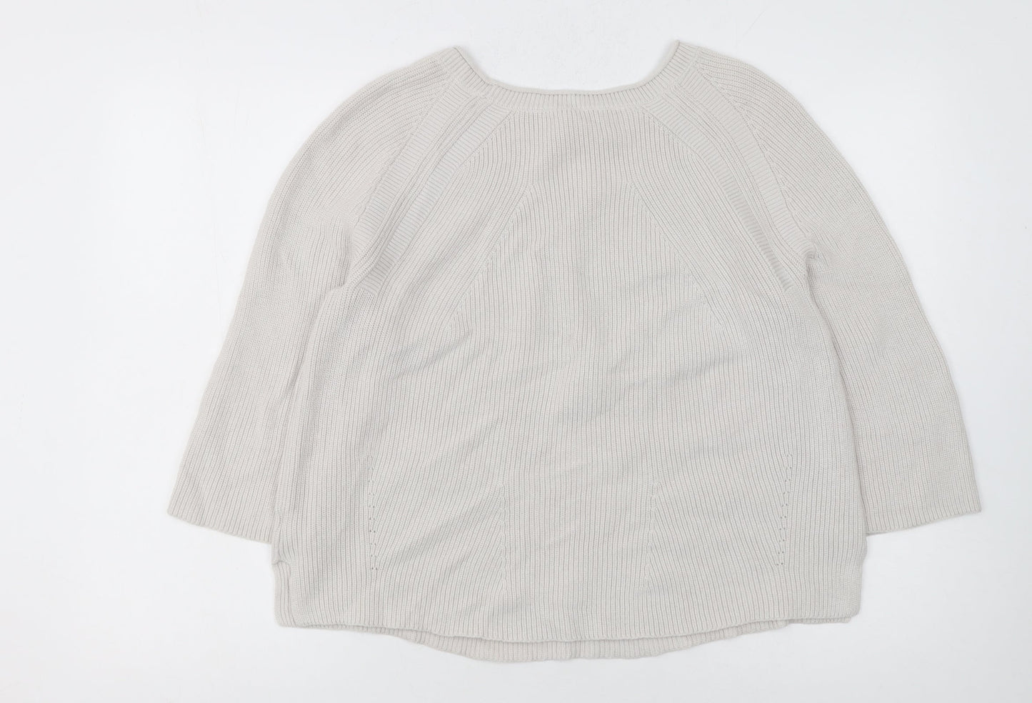 The White Company Women’s Ivory Cotton Crew Neck Jumper Size 8
