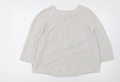 The White Company Women’s Ivory Cotton Crew Neck Jumper Size 8