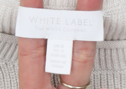The White Company Women’s Ivory Cotton Crew Neck Jumper Size 8