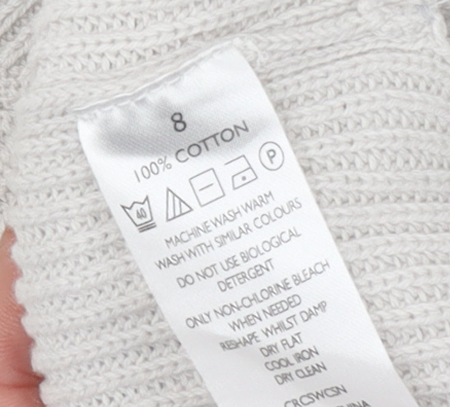 The White Company Women’s Ivory Cotton Crew Neck Jumper Size 8