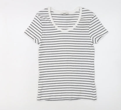 Marks and Spencer Women’s White Striped Cotton T-Shirt Size 10