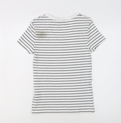 Marks and Spencer Women’s White Striped Cotton T-Shirt Size 10