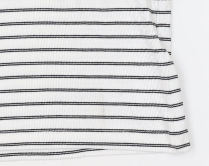 Marks and Spencer Women’s White Striped Cotton T-Shirt Size 10