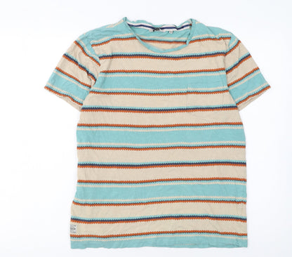 Jack & Jones Men's Multicoloured Striped Cotton T-Shirt Size M