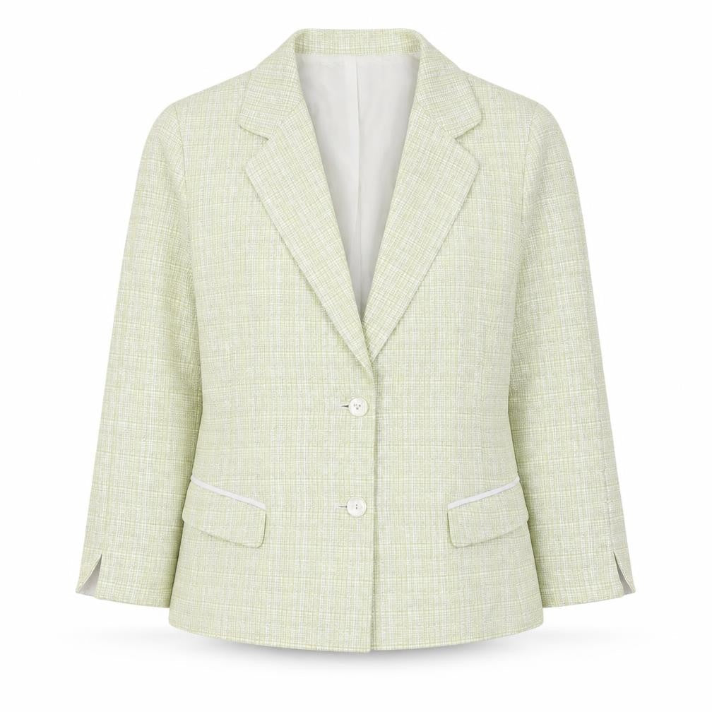Episode Women’s Ivory Check Wool Silk Blazer Jacket UK 12