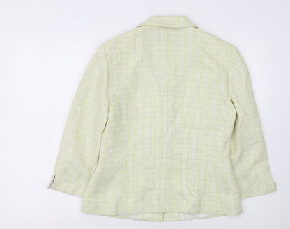 Episode Women’s Ivory Check Wool Silk Blazer Jacket UK 12