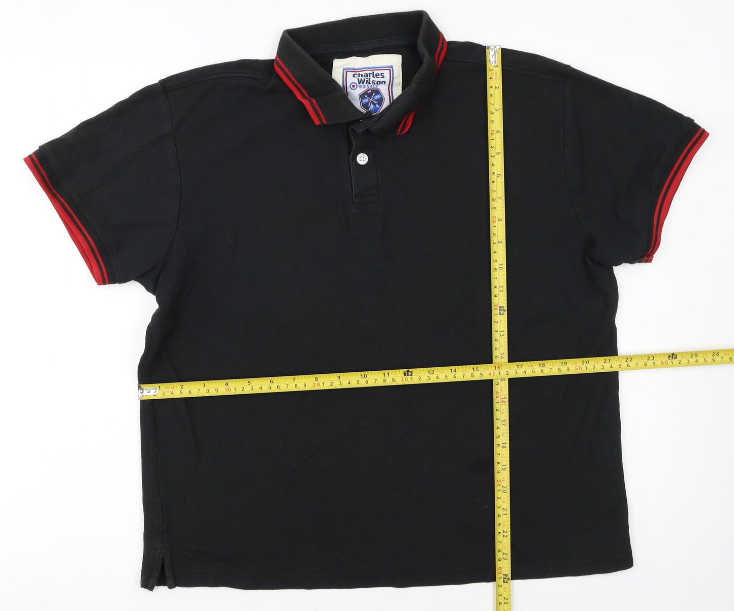 Charles Wilson Men's Black XL Polo Shirt Short Sleeve 100% Cotton