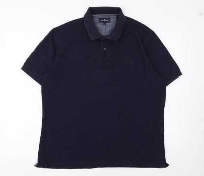 Marks and Spencer Men's Blue Cotton Polo Shirt Size L Regular Fit