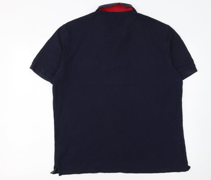 Marks and Spencer Men's Blue Cotton Polo Shirt Size L Regular Fit