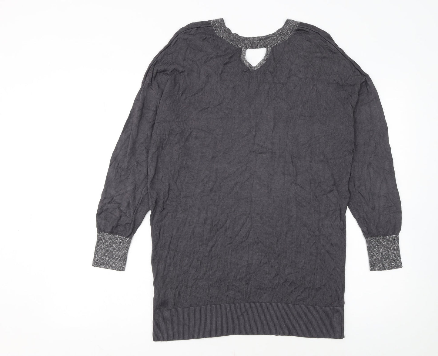 Ruth Langsford Women’s Grey Knit Jumper Dress M V-Neck Long Sleeve