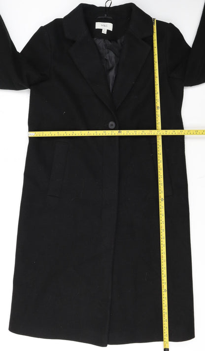 Marks and Spencer Women's Black Long Overcoat Size 12 Regular