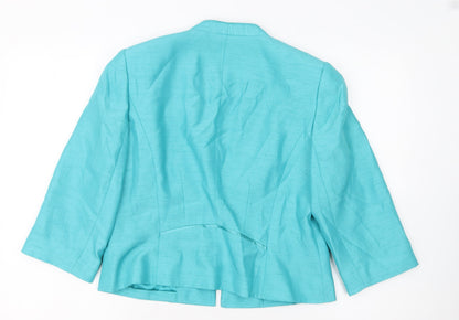 Jacques Vert Women's Green 3/4 Sleeve Tailored Blazer Size 14