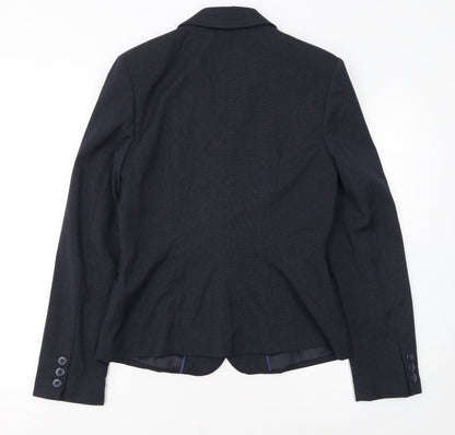 Next Women Navy Blue Single-Breasted Suit Jacket Size 12L
