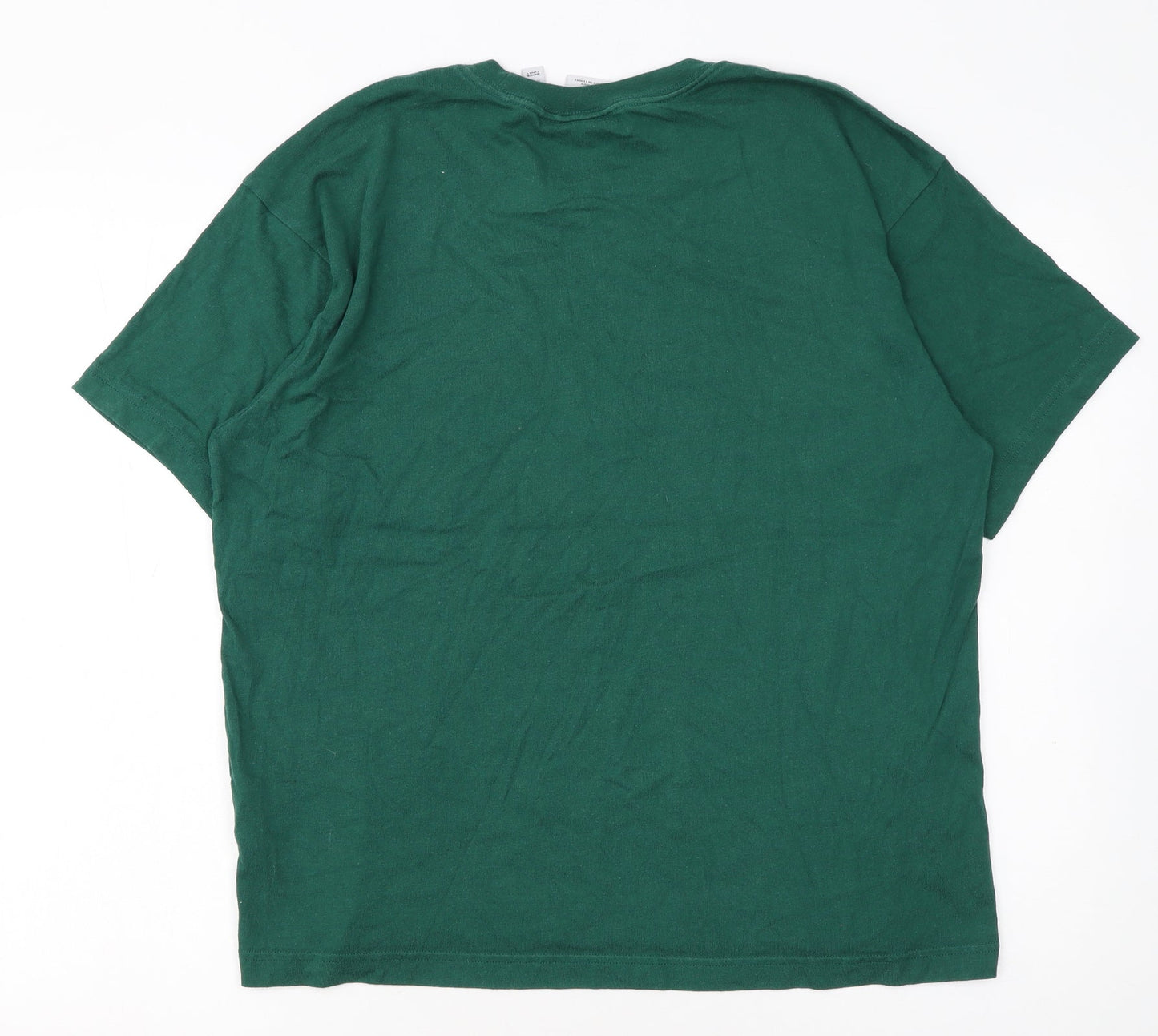 Adidas Men's Green Crew Neck Logo Cotton T-Shirt Size M