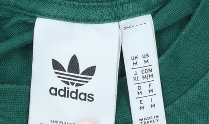 Adidas Men's Green Crew Neck Logo Cotton T-Shirt Size M