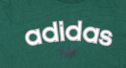 Adidas Men's Green Crew Neck Logo Cotton T-Shirt Size M