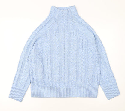 Next Women's Blue Cable-Knit High Neck Jumper Size S