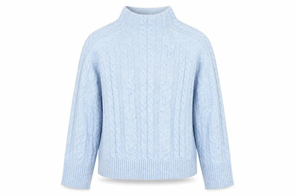 Next Women's Blue Cable-Knit High Neck Jumper Size S