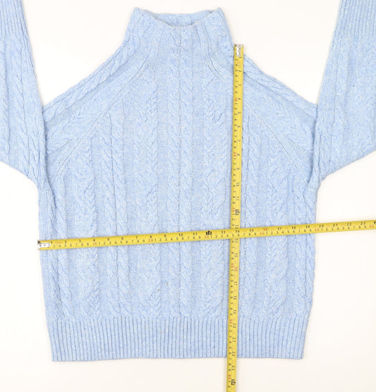 Next Women's Blue Cable-Knit High Neck Jumper Size S