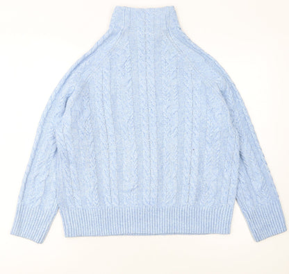 Next Women's Blue Cable-Knit High Neck Jumper Size S