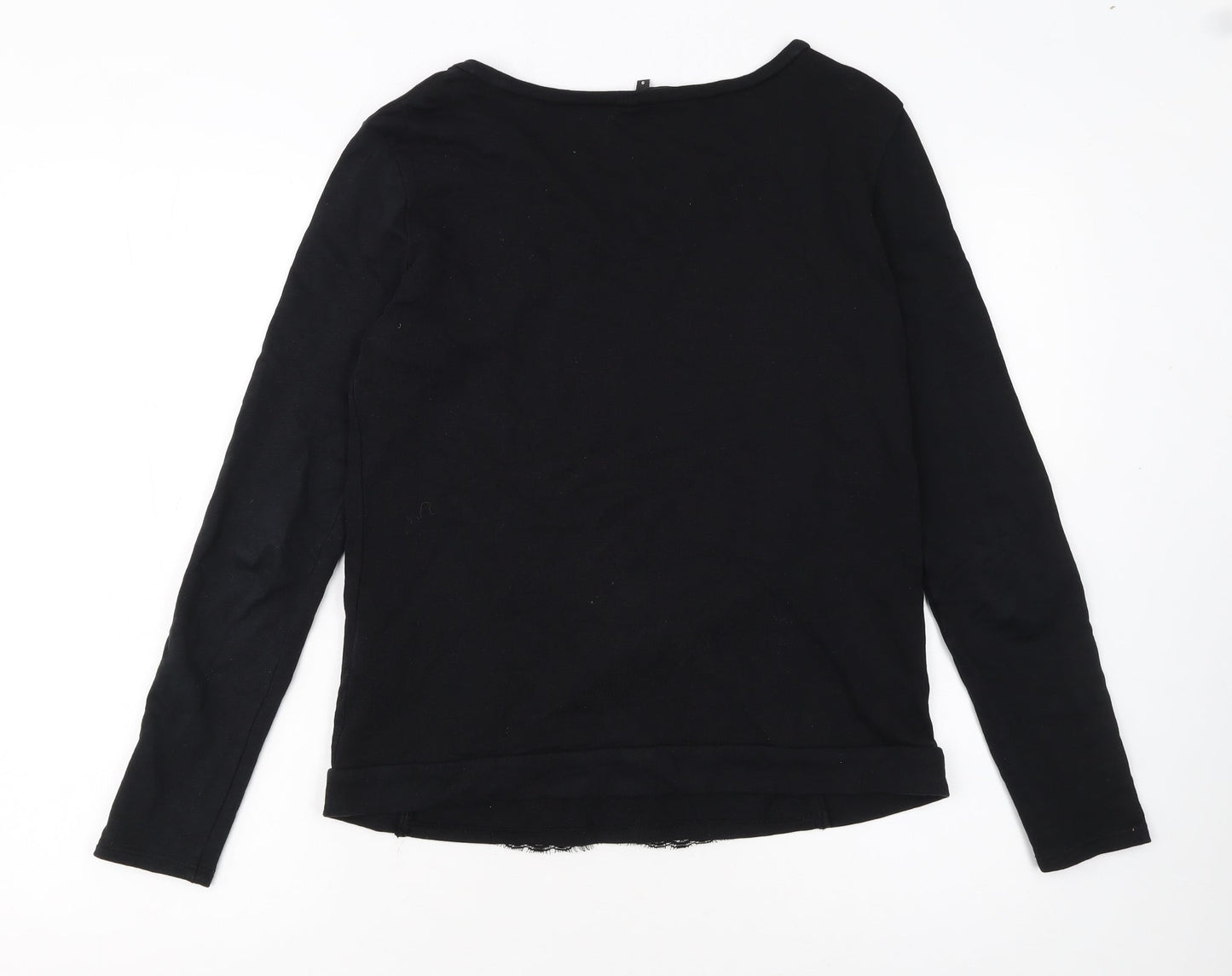 Morgan Women Black Lace Panel Pullover Sweatshirt Size S