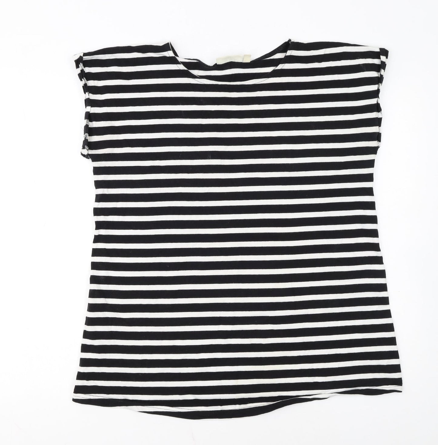 JoJo Maman Bébé Women’s Black Striped Cotton T-Shirt M