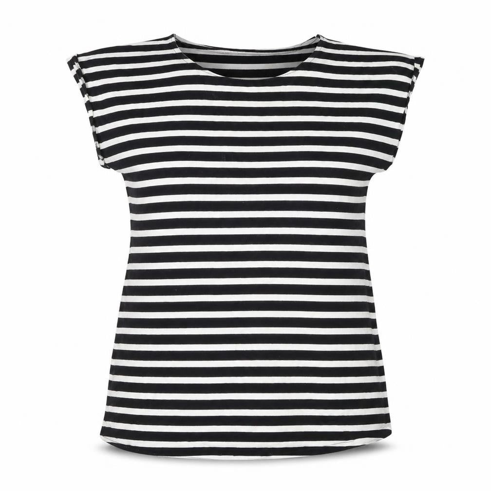 JoJo Maman Bébé Women’s Black Striped Cotton T-Shirt M