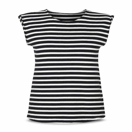 JoJo Maman Bébé Women’s Black Striped Cotton T-Shirt M