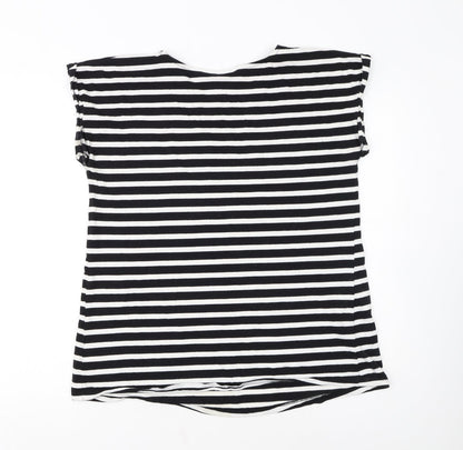 JoJo Maman Bébé Women’s Black Striped Cotton T-Shirt M