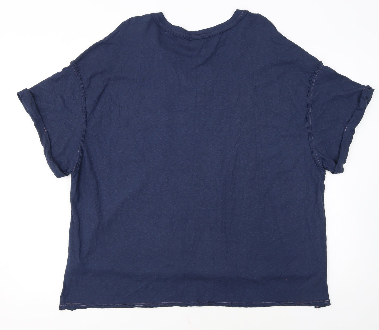 Next Women Blue V-Neck Short Sleeve Cotton Blend T-Shirt Size 22