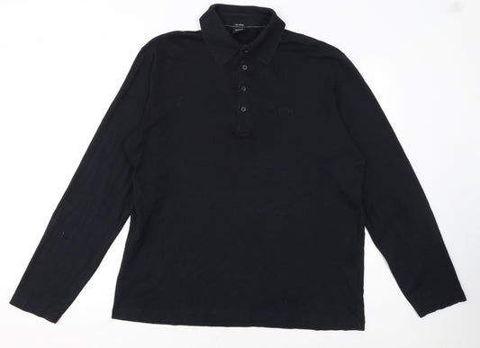 Hugo Boss Men's Black Long Sleeve Pima Cotton Polo Shirt XL