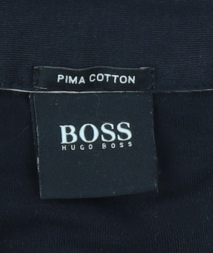 Hugo Boss Men's Black Long Sleeve Pima Cotton Polo Shirt XL