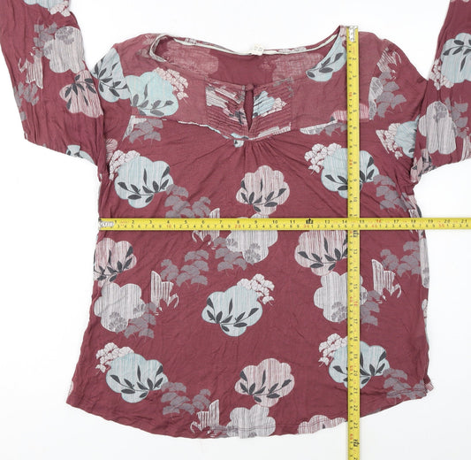 White Stuff Women's Red Floral Tunic Blouse UK 14 Long Sleeve