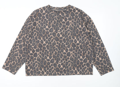 Nutmeg Women's Beige Leopard Print Long Sleeve Pullover Jumper Size 14