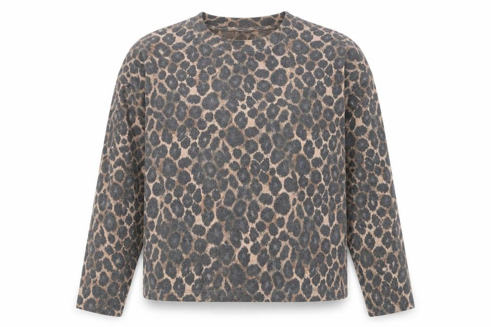 Nutmeg Women's Beige Leopard Print Long Sleeve Pullover Jumper Size 14