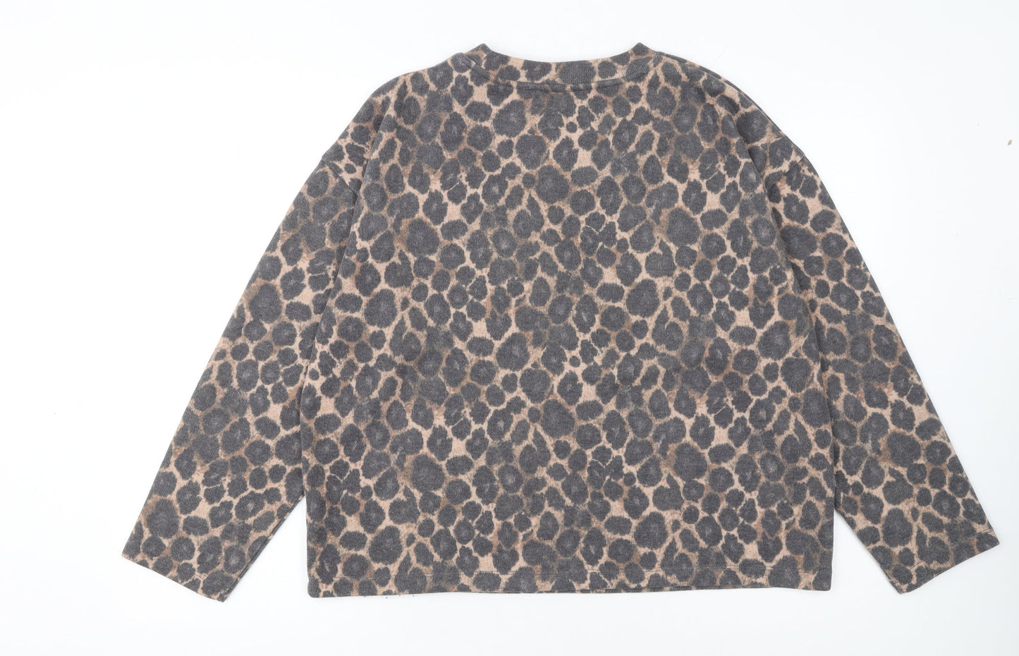 Nutmeg Women's Beige Leopard Print Long Sleeve Pullover Jumper Size 14