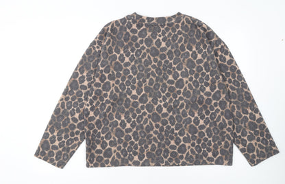 Nutmeg Women's Beige Leopard Print Long Sleeve Pullover Jumper Size 14