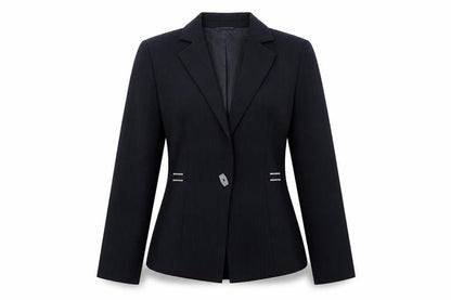 Planet Women's Black Pinstripe Blazer UK 8 Single-Breasted Jacket