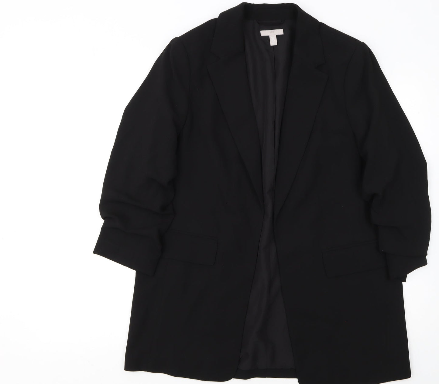 H&M Women Black Polyester Single-Breasted Blazer UK 12