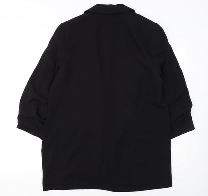 H&M Women Black Polyester Single-Breasted Blazer UK 12