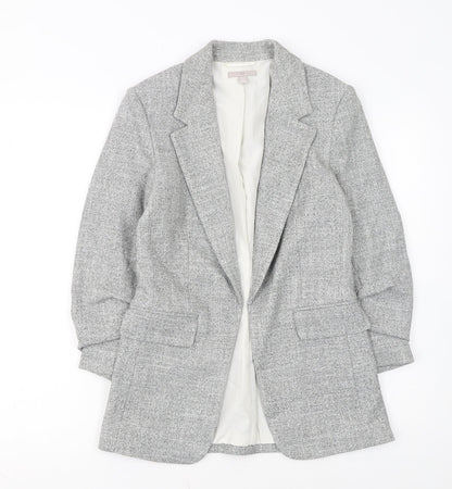 H&M Women Grey Herringbone Blazer Size 6 Regular Fit